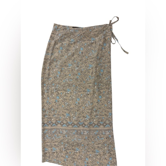 The Limited Dresses & Skirts - The Limited Taupe and Light Blue Floral Tie-Waist Sarong